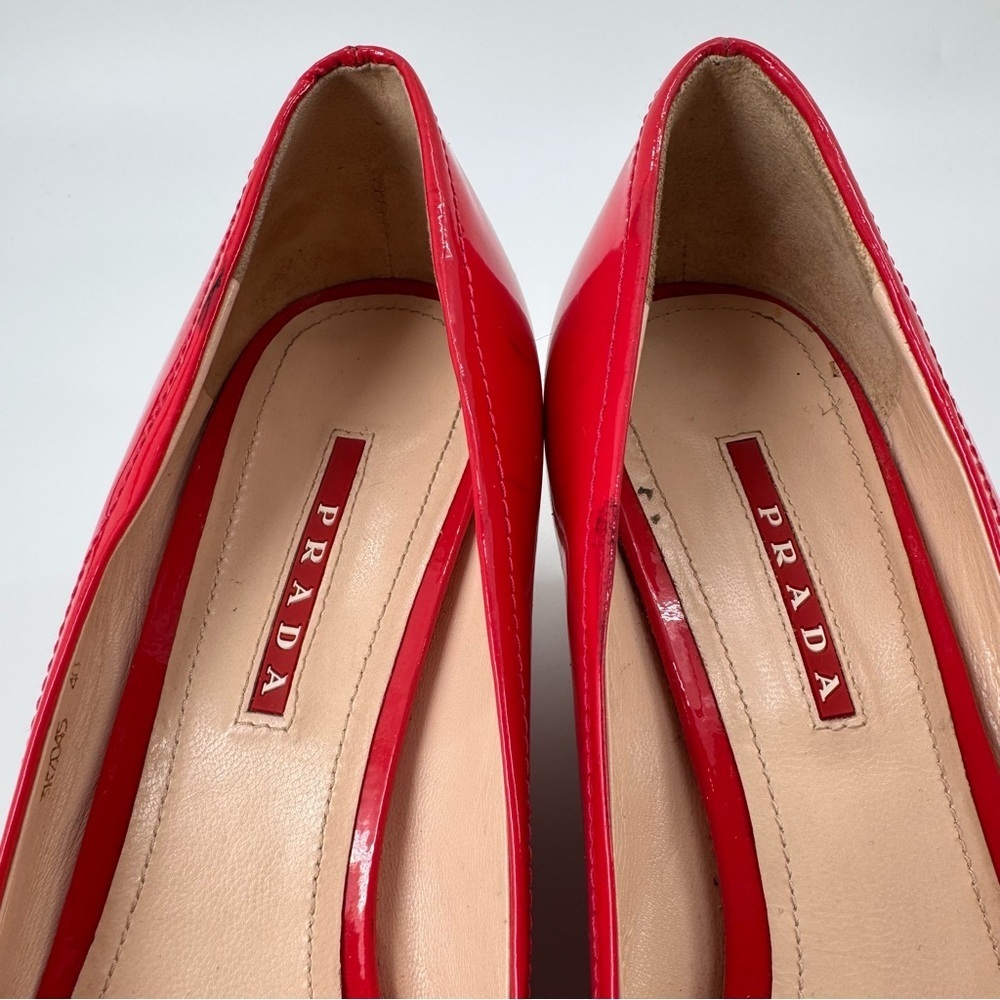 Prada Patent Leather Coral wedge heels shoes Sz 40 - Picture 7 of 9